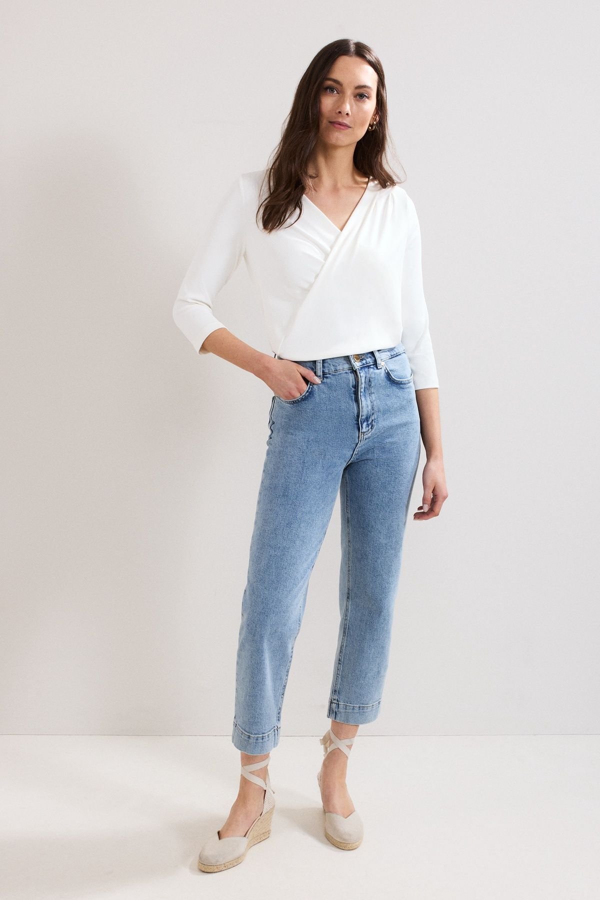 Phase Eight Phase Eight Women's Sutton Drape Rib Top in White - 3