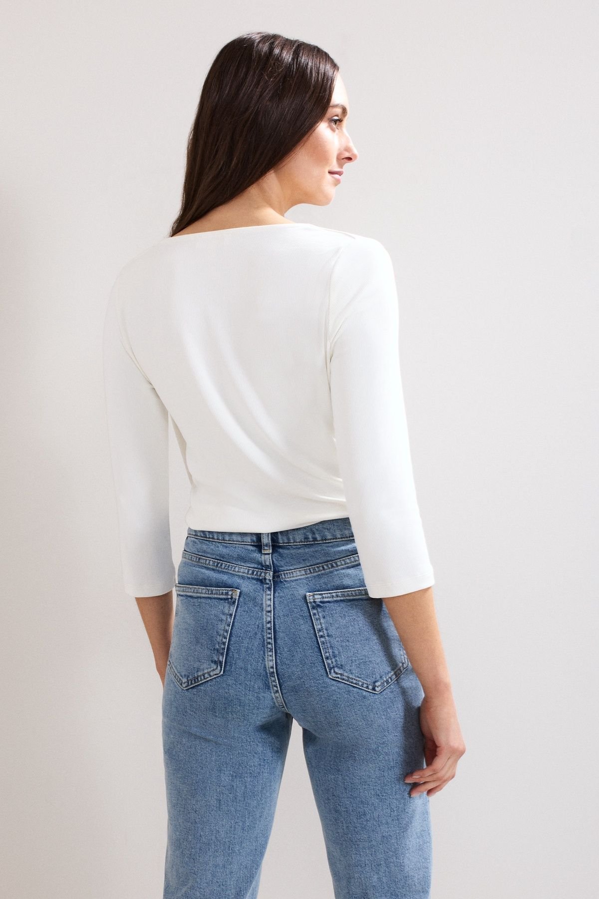 Phase Eight Phase Eight Women's Sutton Drape Rib Top in White - 4