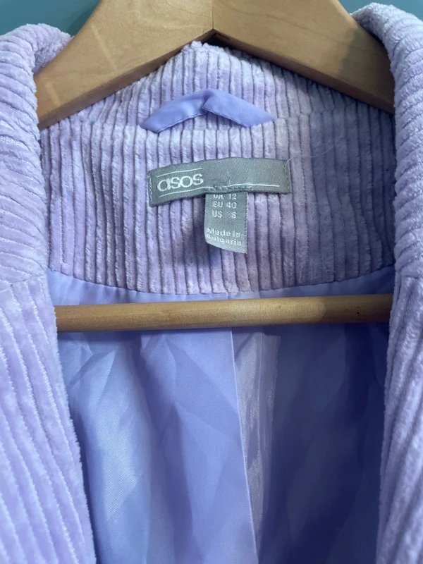 ASOS ASOS Lilac Corduroy Jacket, Size 12 - 1