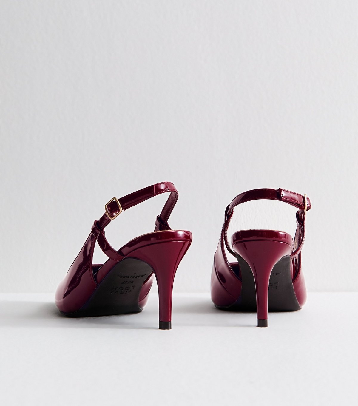 New Look Women's Wide Fit Dark Burgundy Faux Leather Slingback Court Shoes Vegan New Look - 4