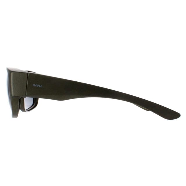INVU INVU Men's Rectangle Matte Olive Metallic Grey Polarized E2601 in Green - 3