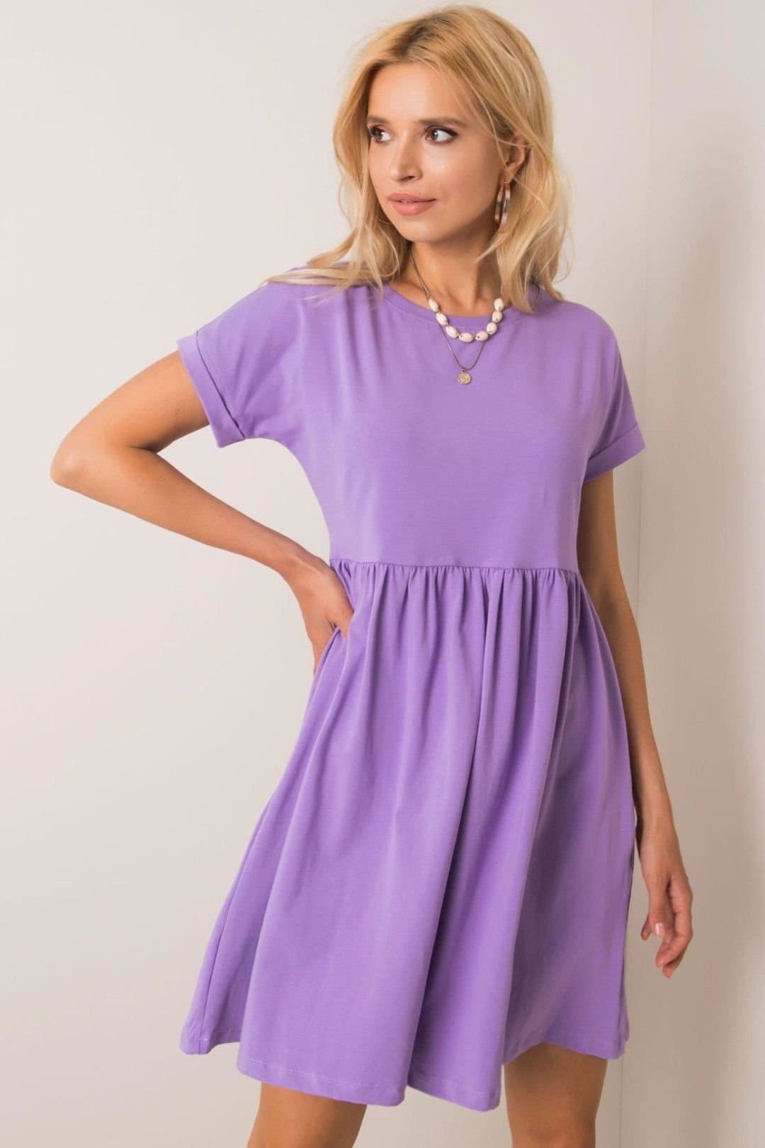 Love Lace Love Lace Women's Everyday Cotton Flared Buttonless Dress in Violet