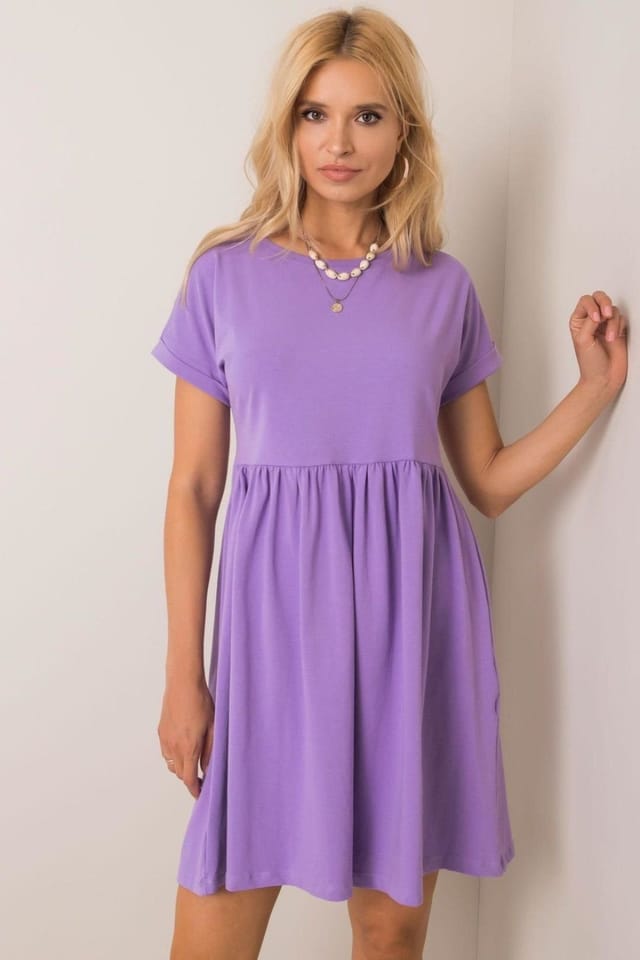 Love Lace Love Lace Women's Everyday Cotton Flared Buttonless Dress in Violet - 2