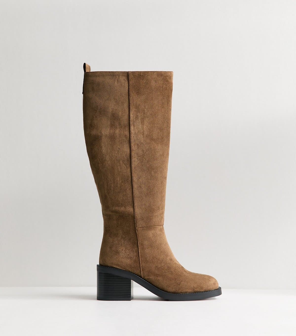 New Look Women's Light Brown Faux Suede Heeled Knee High Boots Vegan New Look