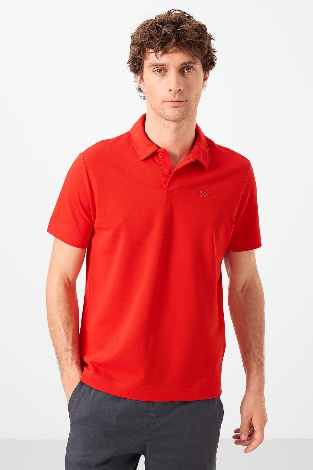 Tommy Life Tommy Life Men's Cotton Elastane Polo T-Shirt in Red - 4