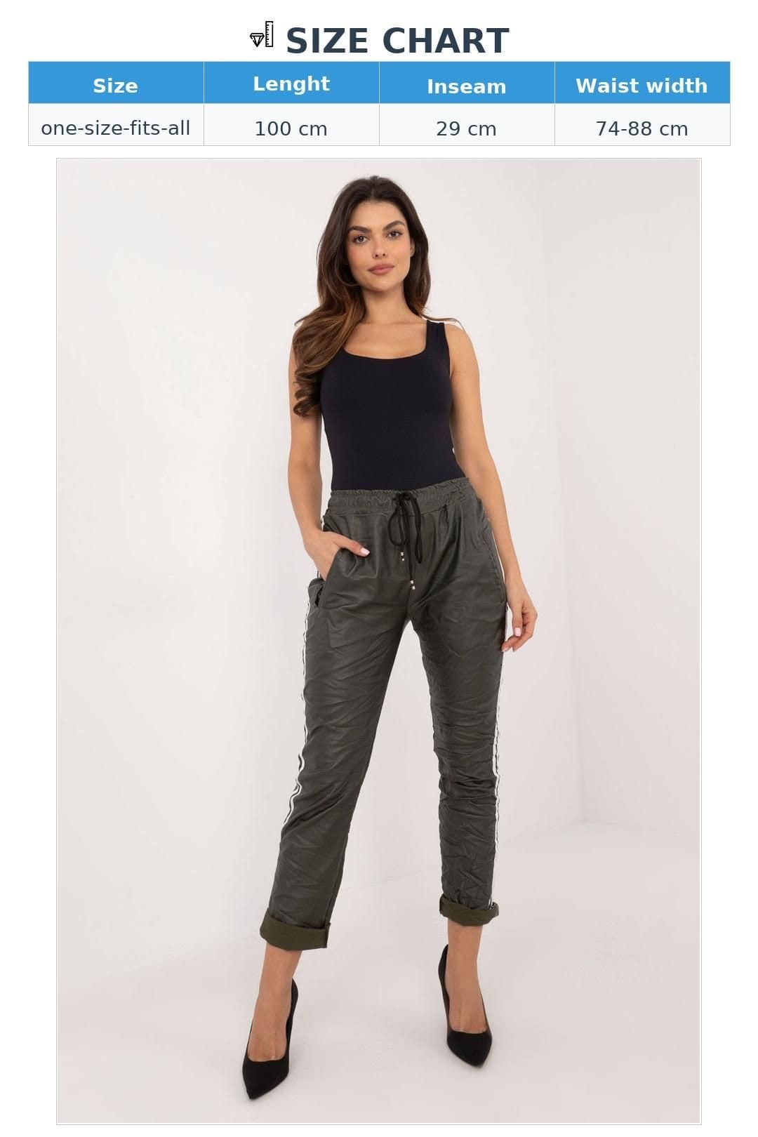 Love Lace Love Lace Women's High Rise Tapered Leatherlook Trousers in Green - 4