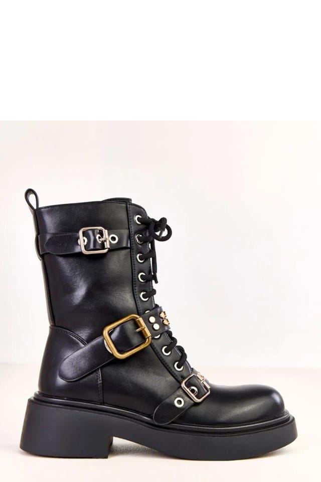Love Lace Love Lace Women's Stylish Ankle Booties with Stud Straps & Side Zipper Comfort in Black - 2