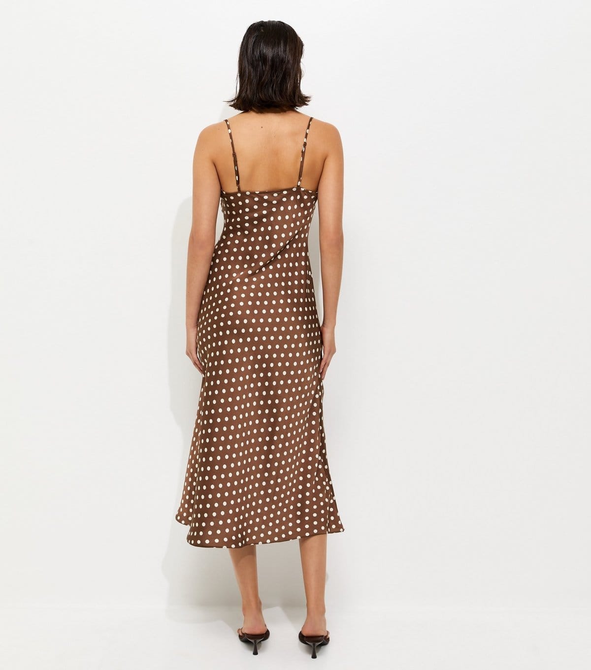 New Look Women's Brown Satin Spot Print Midi Dress New Look - 4
