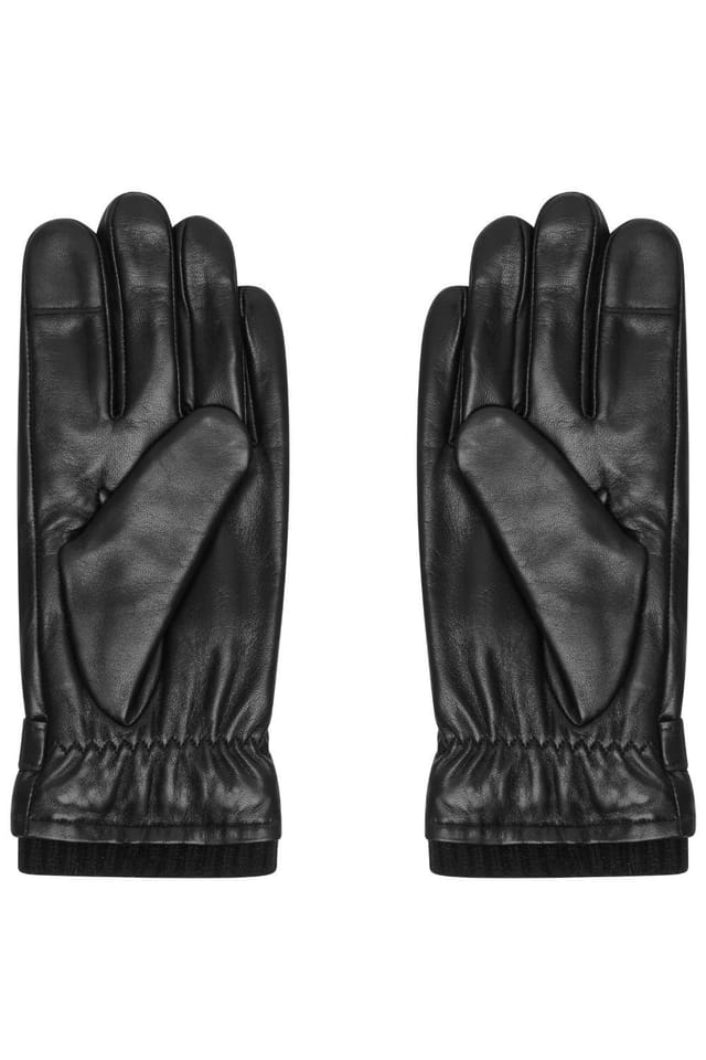 Barneys Originals Barneys Originals Men's Real Leather Glove With Knit Rib Cuff in Black - 2