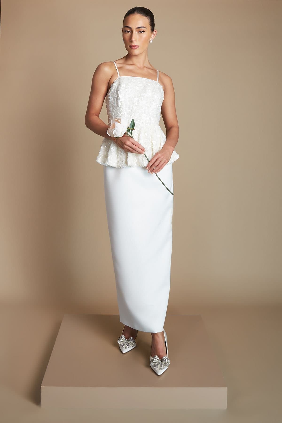 Coast Coast Women's Sequin Top Pencil Skirt Wedding Dress in Ivory