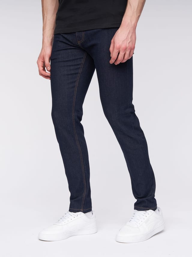 Henleys Henleys Mayhen Men's Skinny-Fit Stretch Denim Jeans with Signature Rubber Label Detail in Navy - 3
