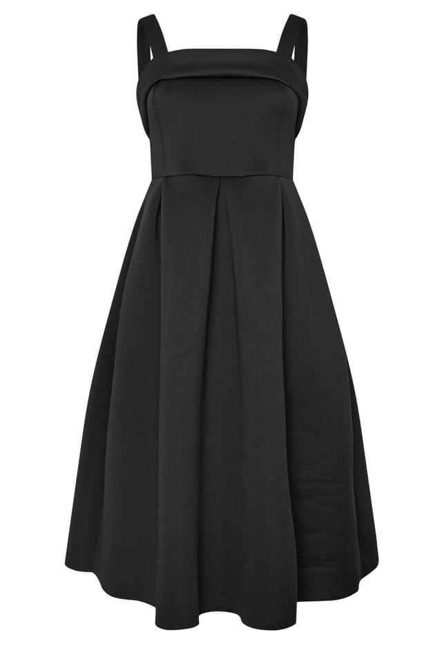 Yours Yours Women's Square Neck Midi Skater Dress in Black - 2