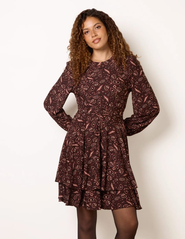 Blue Vanilla Crew Neck Double Frill Mini Dress - 2