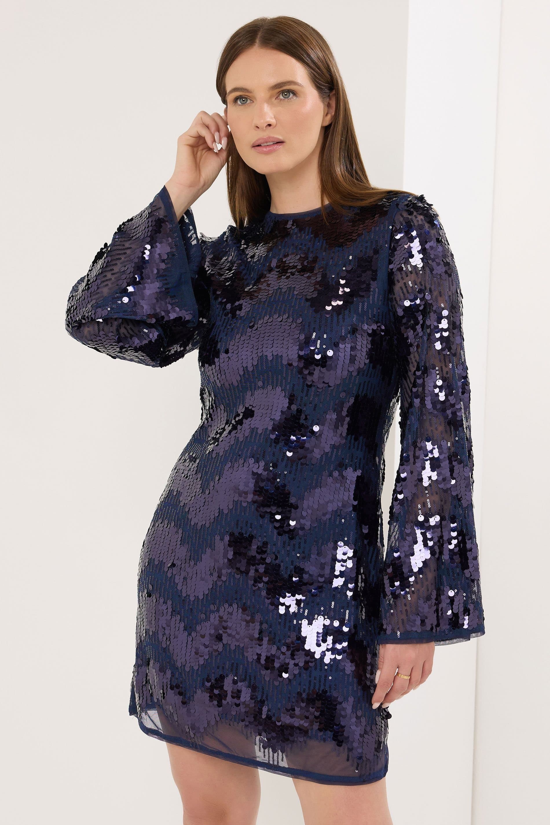 Star By Julien Macdonald Star by Julien Macdonald Women's Chevron Sequin Tunic Dress in Dark Navy