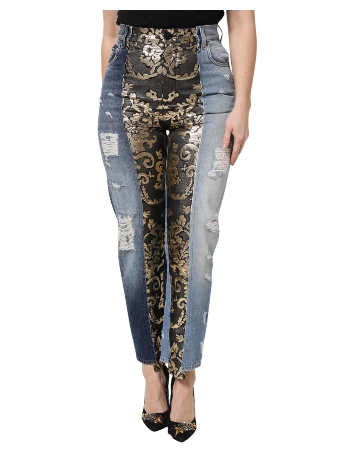 Dolce & Gabbana Dolce & Gabbana Women's Multicolor Patchwork High Waist Denim Jeans - 2