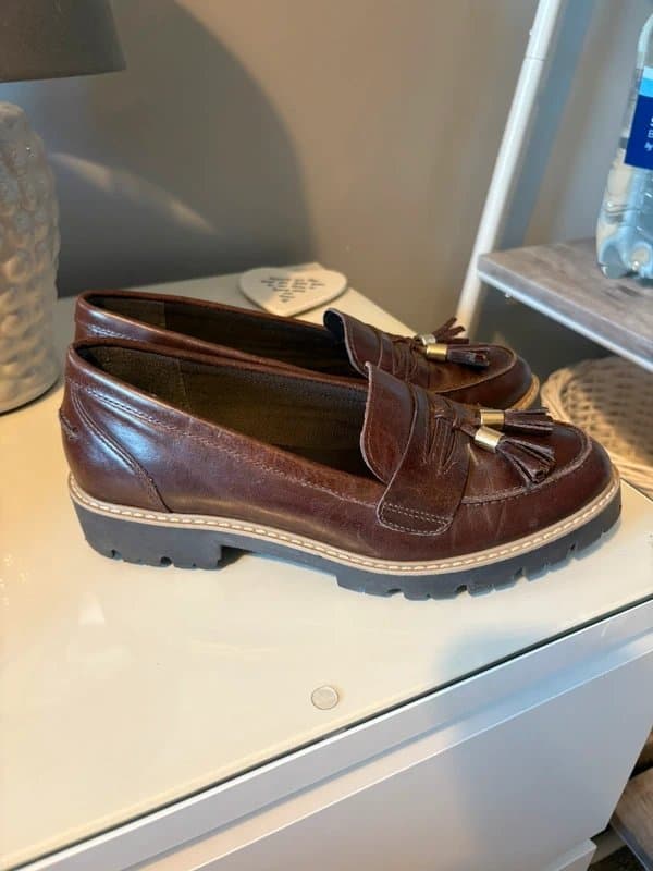 New Look Leather burgundy tassell loafers