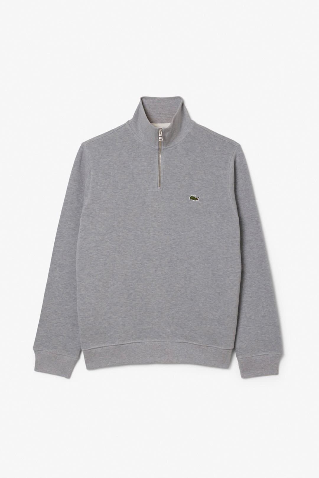 Lacoste Lacoste Men's 1/4 Zip Sweatshirt Silver Chine in Grey