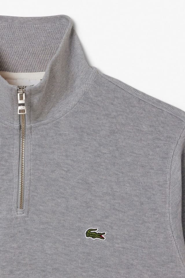 Lacoste Lacoste Men's 1/4 Zip Sweatshirt Silver Chine in Grey - 2