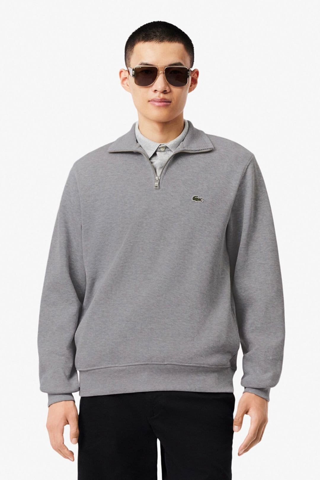 Lacoste Lacoste Men's 1/4 Zip Sweatshirt Silver Chine in Grey - 4