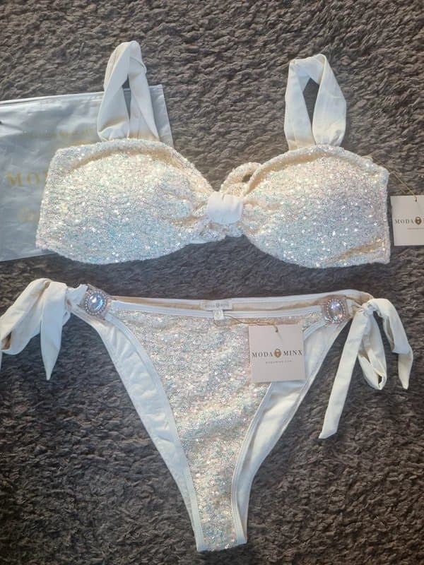Moda Minx Moda Minx glitter amour wide-strap bandeau bikini set mixed size XL/XXL
