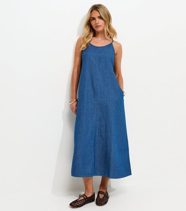 New Look Women's Petite Blue Denim Smock Midi Dress New Look - 2