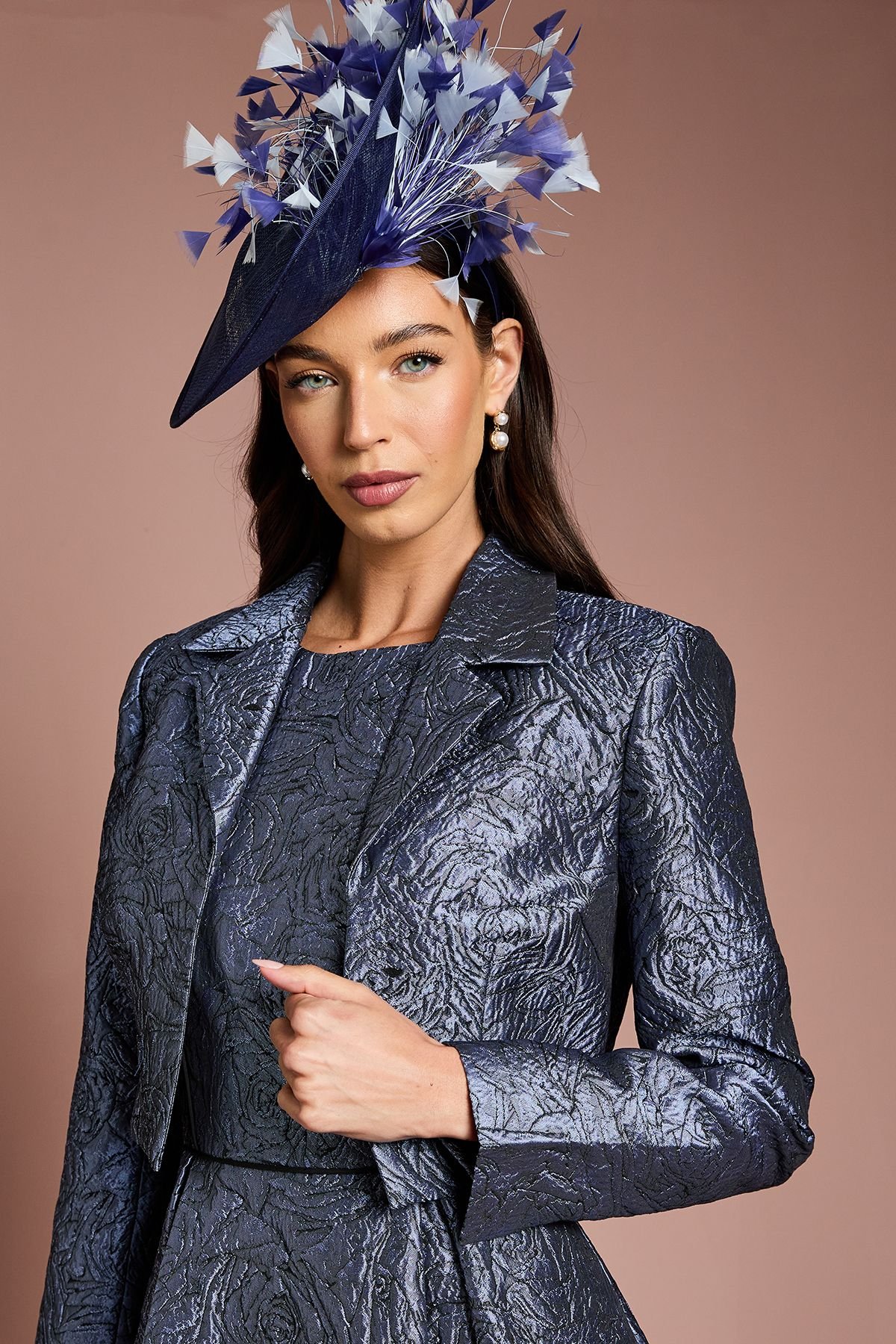 Coast Coast Women's Lisa Tan Cropped Jacquard Jacket in Slate - 4