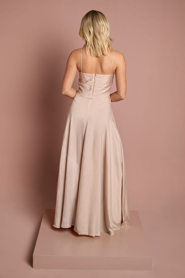 Coast Coast Women's Teen Satin Pleat Detail Bridesmaid Dress in Blush - 3