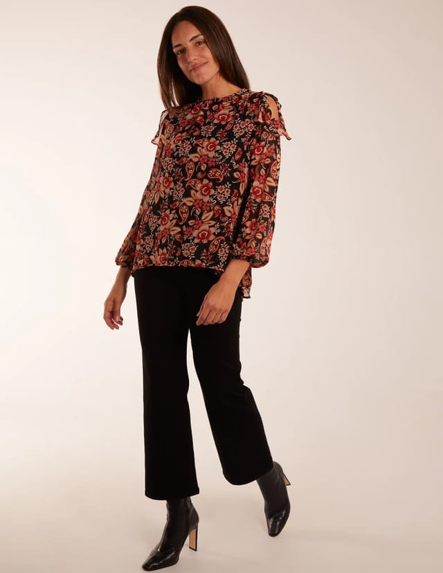 Blue Vanilla Cold Shoulder Frill Blouse - 3