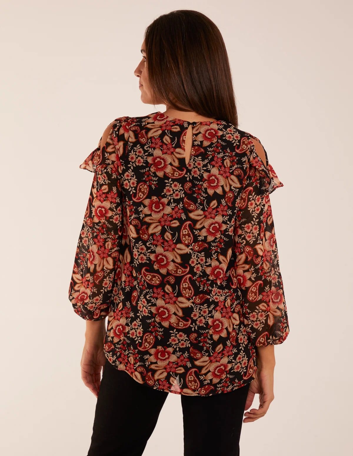 Blue Vanilla Cold Shoulder Frill Blouse - 4