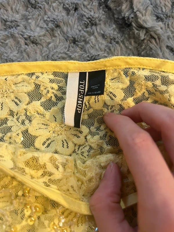 Topshop Old label Topshop embellished sequin yellow cropped lace top