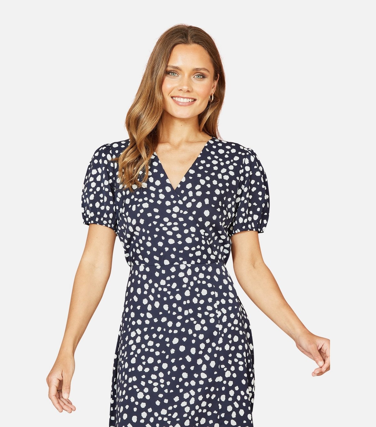 Yumi Women's Navy Spot Print Midi Dress Yumi New Look - 2