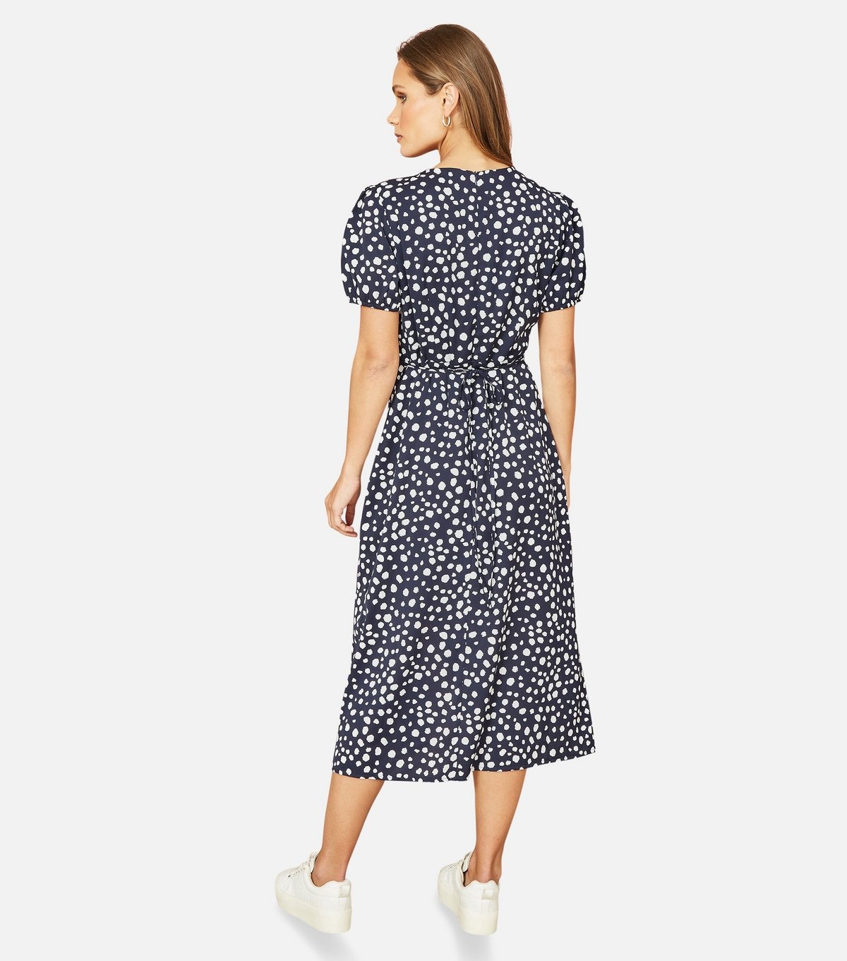 Yumi Women's Navy Spot Print Midi Dress Yumi New Look - 3
