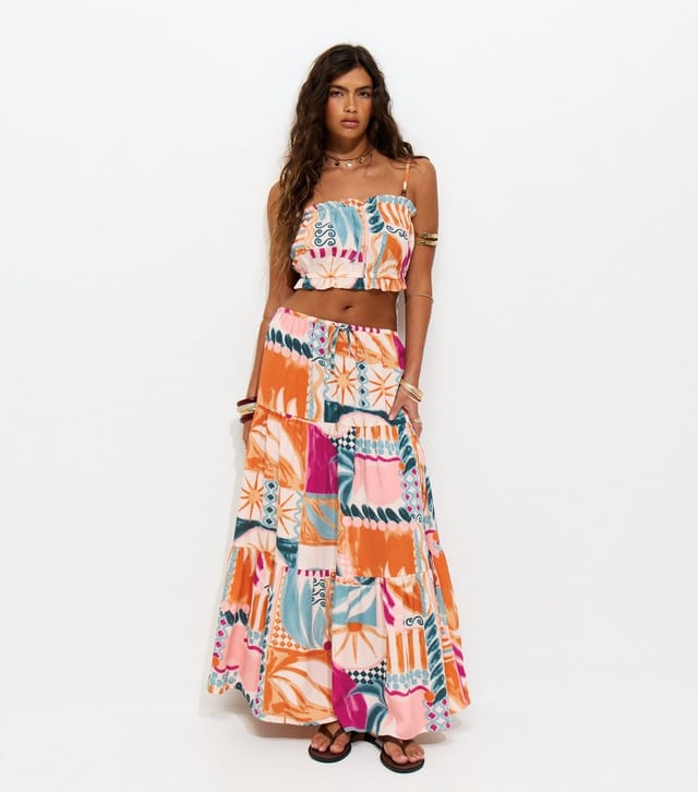 New Look Women's Multicolour Crepe Printed Cropped Cami Top New Look - 3