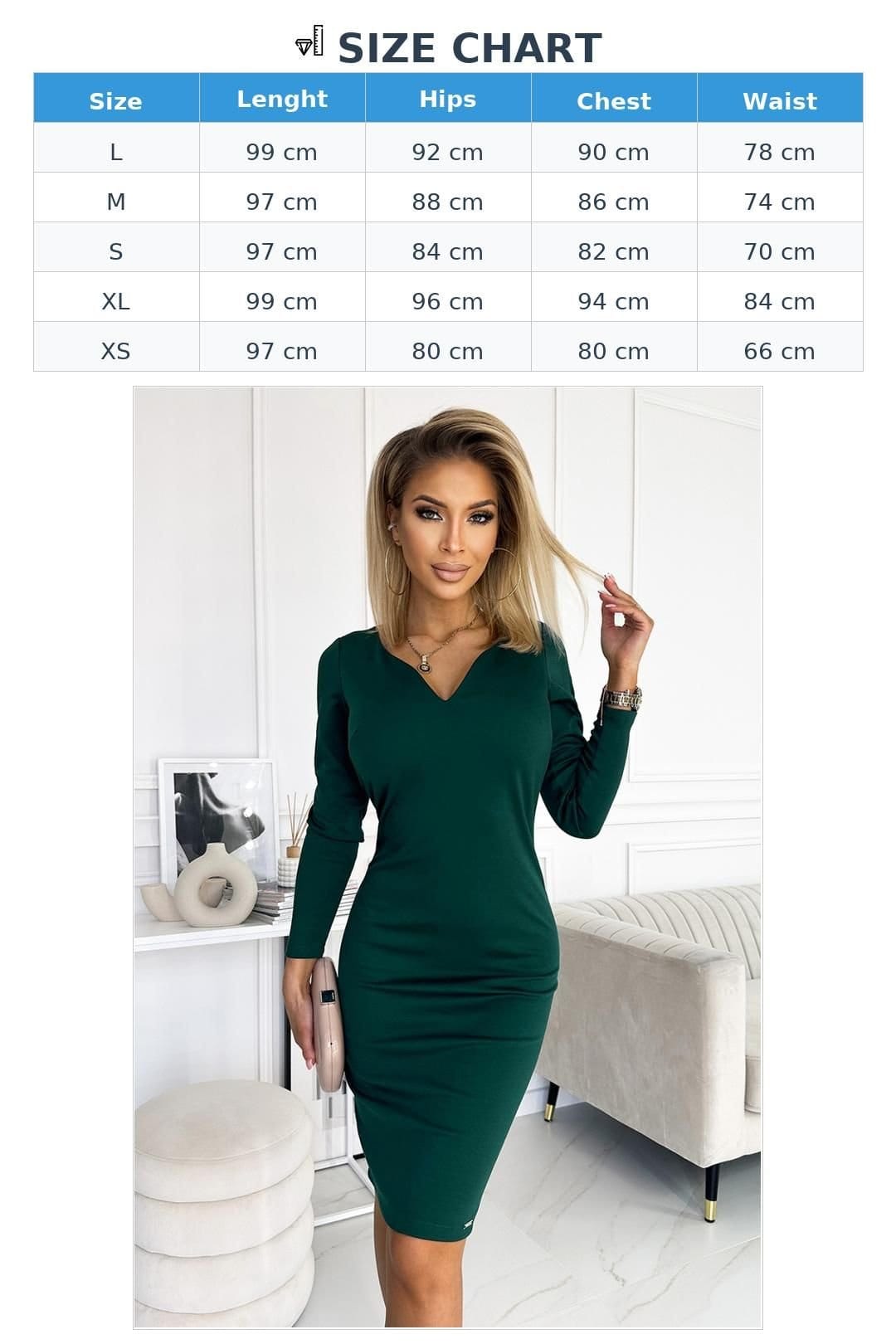 Love Lace Love Lace Women's Classic Long Sleeve Dress with Neckline in Green - 4