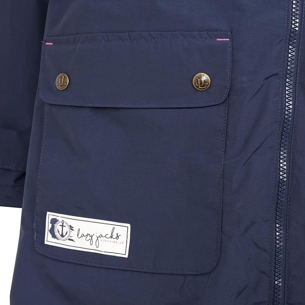 Lazy Jacks Lazy Jacks Women's Long Length Waterproof Jacket in Dark Blue - 2