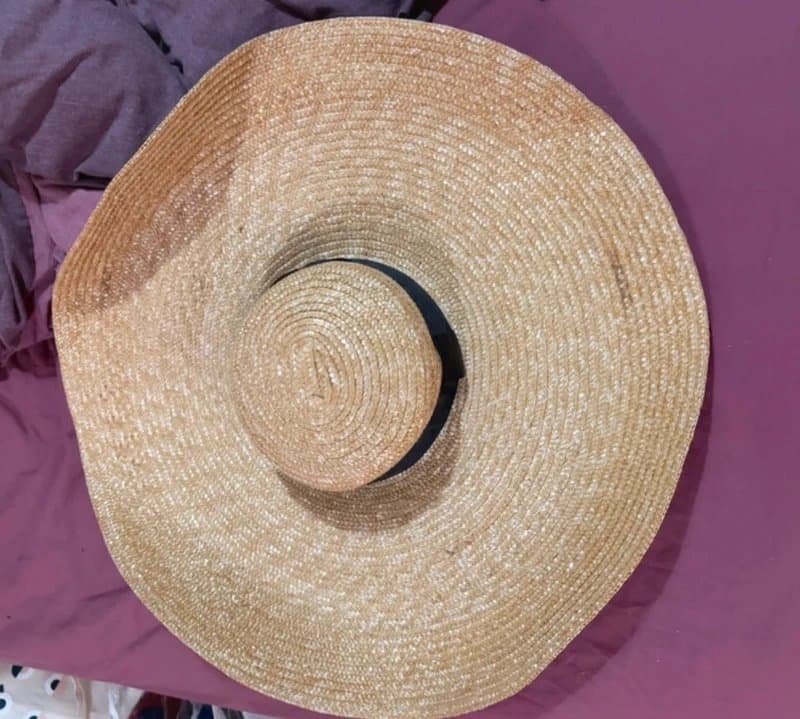 ASOS Handmade Crochet Raffia Sun Hat with Black Ribbon Bow
