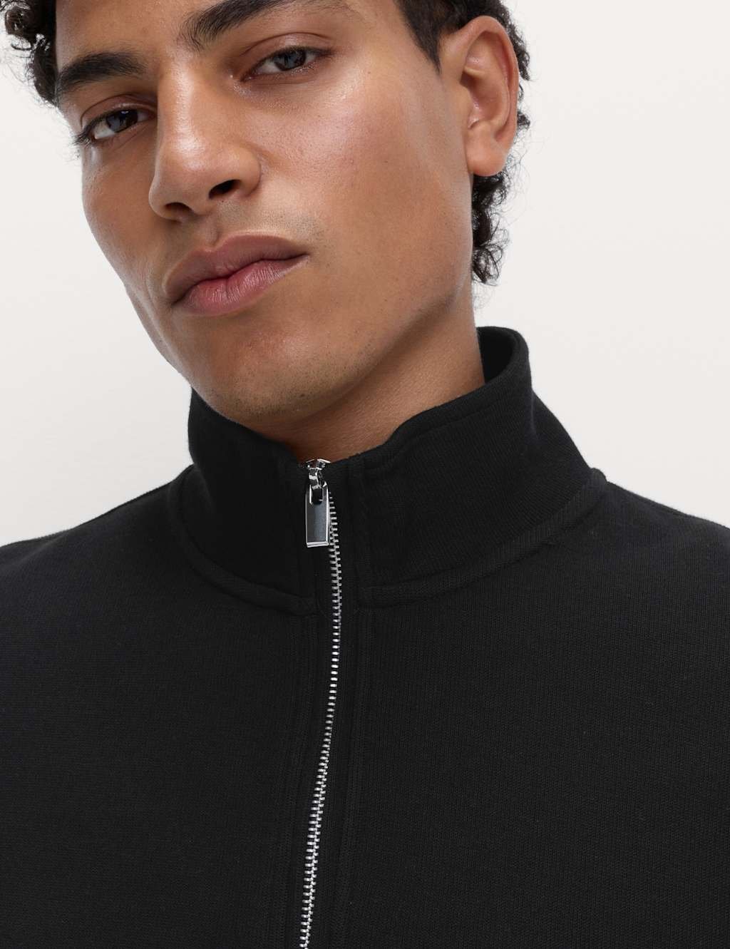 Marks & Spencer M&S Cotton Rich Double Knit Half Zip Sweatshirt Black - 2