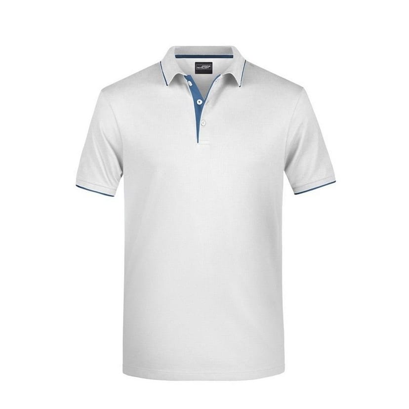 James and Nicholson James and Nicholson Men's Contrast Striped Pique Polo Shirt in Off-White - 1