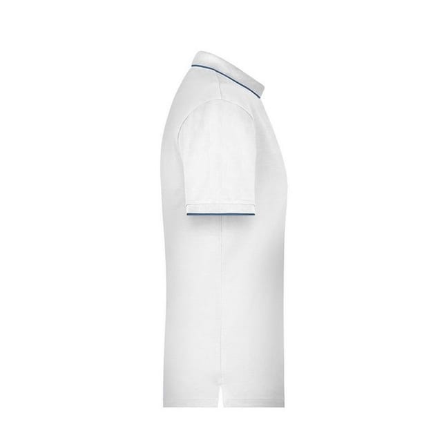 James and Nicholson James and Nicholson Men's Contrast Striped Pique Polo Shirt in Off-White - 3