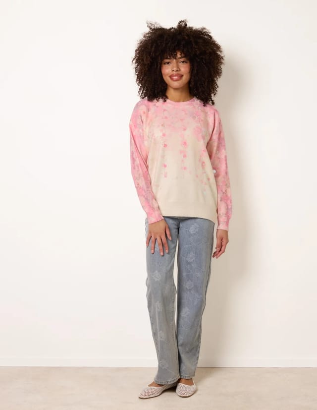 Blue Vanilla Floral Printed Jumper with Disc Sequin Detailing - 2