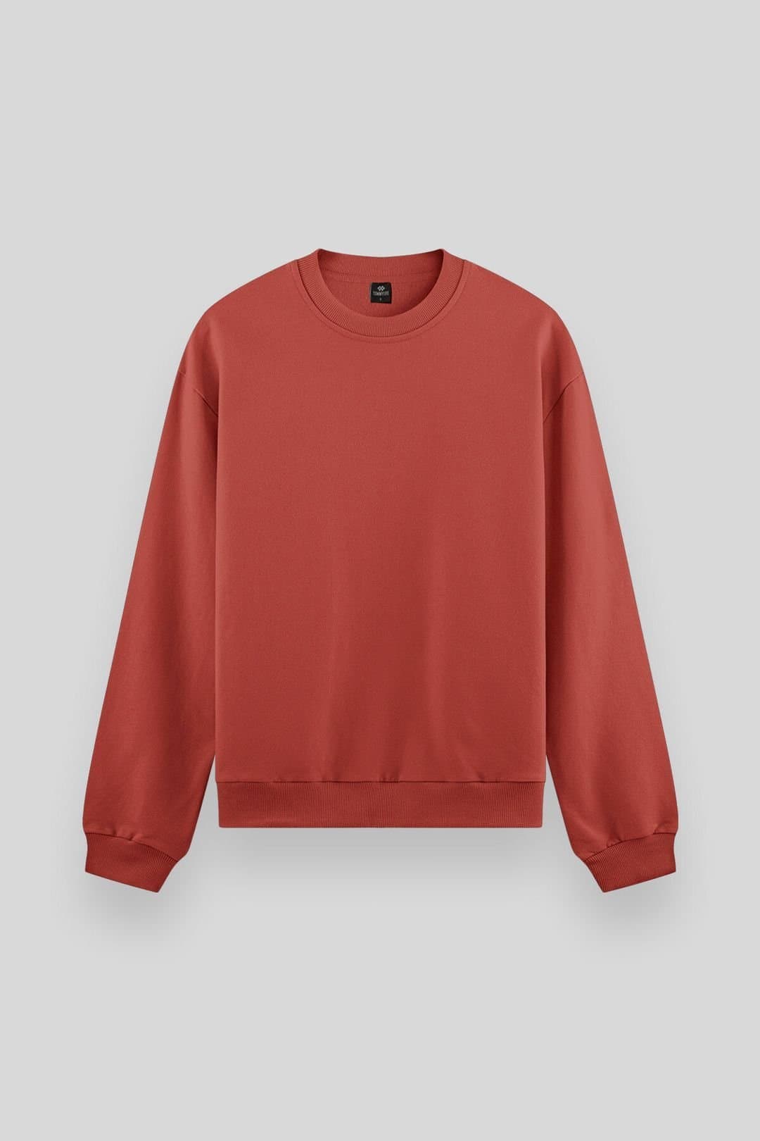 Tommy Life Tommy Life Men's Plain Crew Neck Sweatshirt in Terracotta