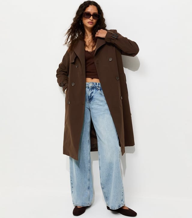 New Look Women's Dark Brown Double Breasted Belted Trench Coat New Look - 3