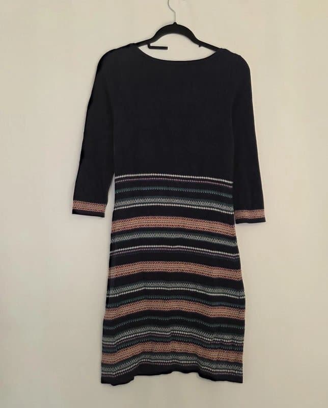 Monsoon Ladies size 8 Monsoon Navy Blue striped knitted winter jumper dress