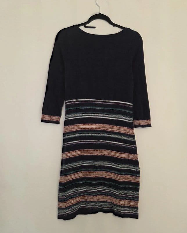 Monsoon Navy Blue Striped Knitted Jumper Dress