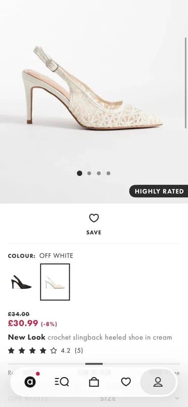 New Look Off White Crochet Slingback Heel