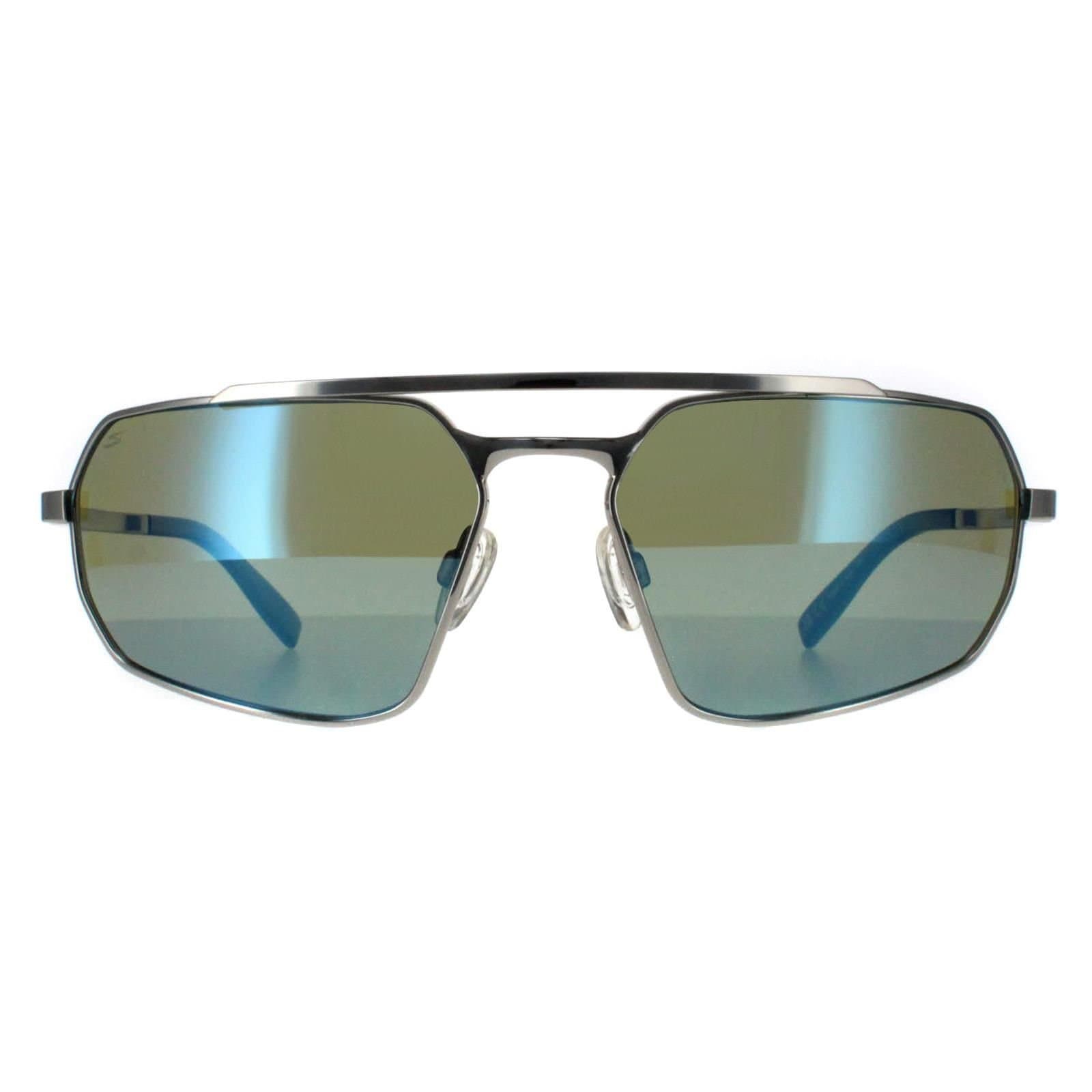 Serengeti Serengeti Men's Rectangle Shiny Silver Saturn 555nm Blue Polarized Hinkley