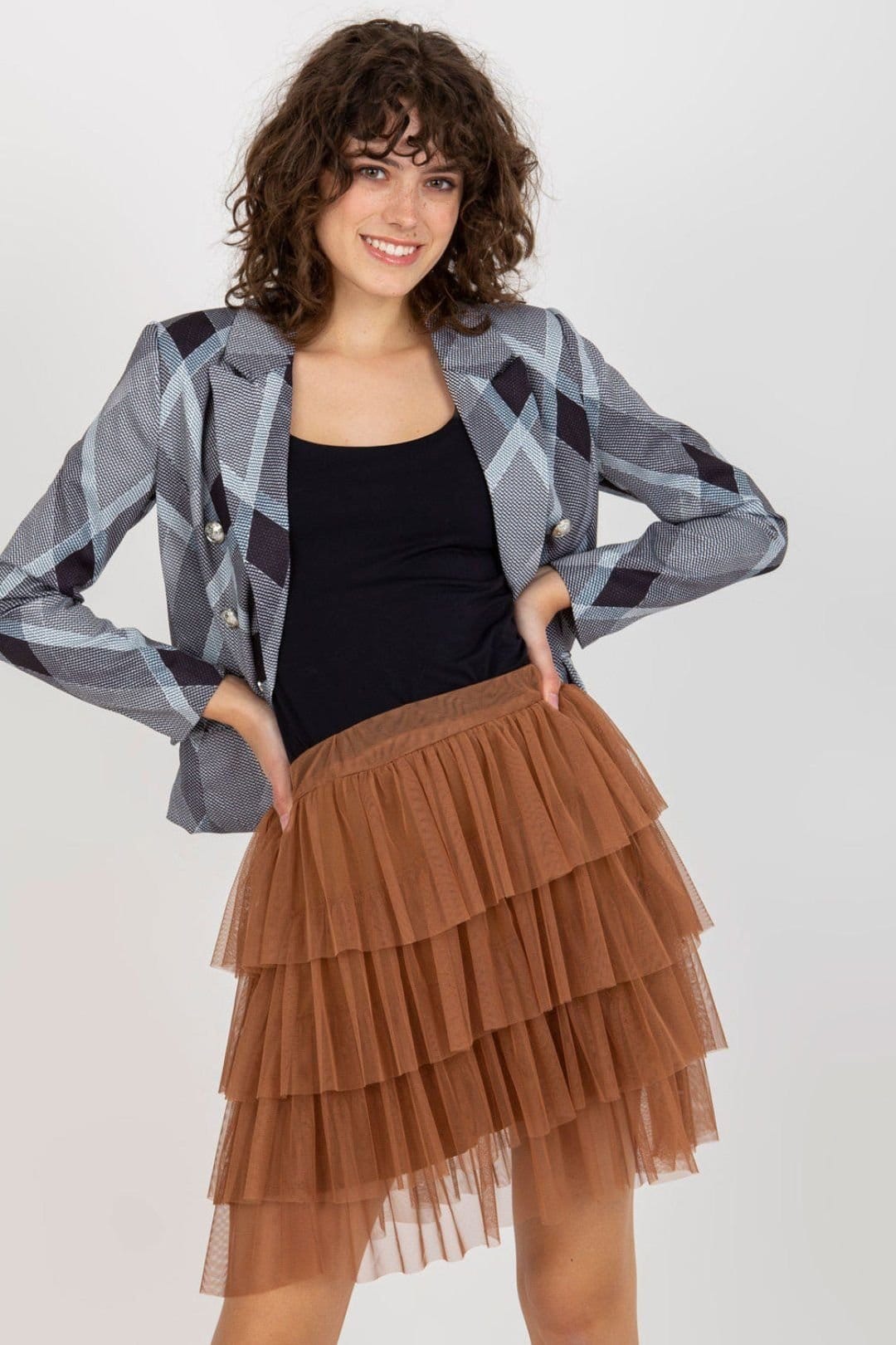 Love Lace Brown Ruffle Tulle Mini Skirt