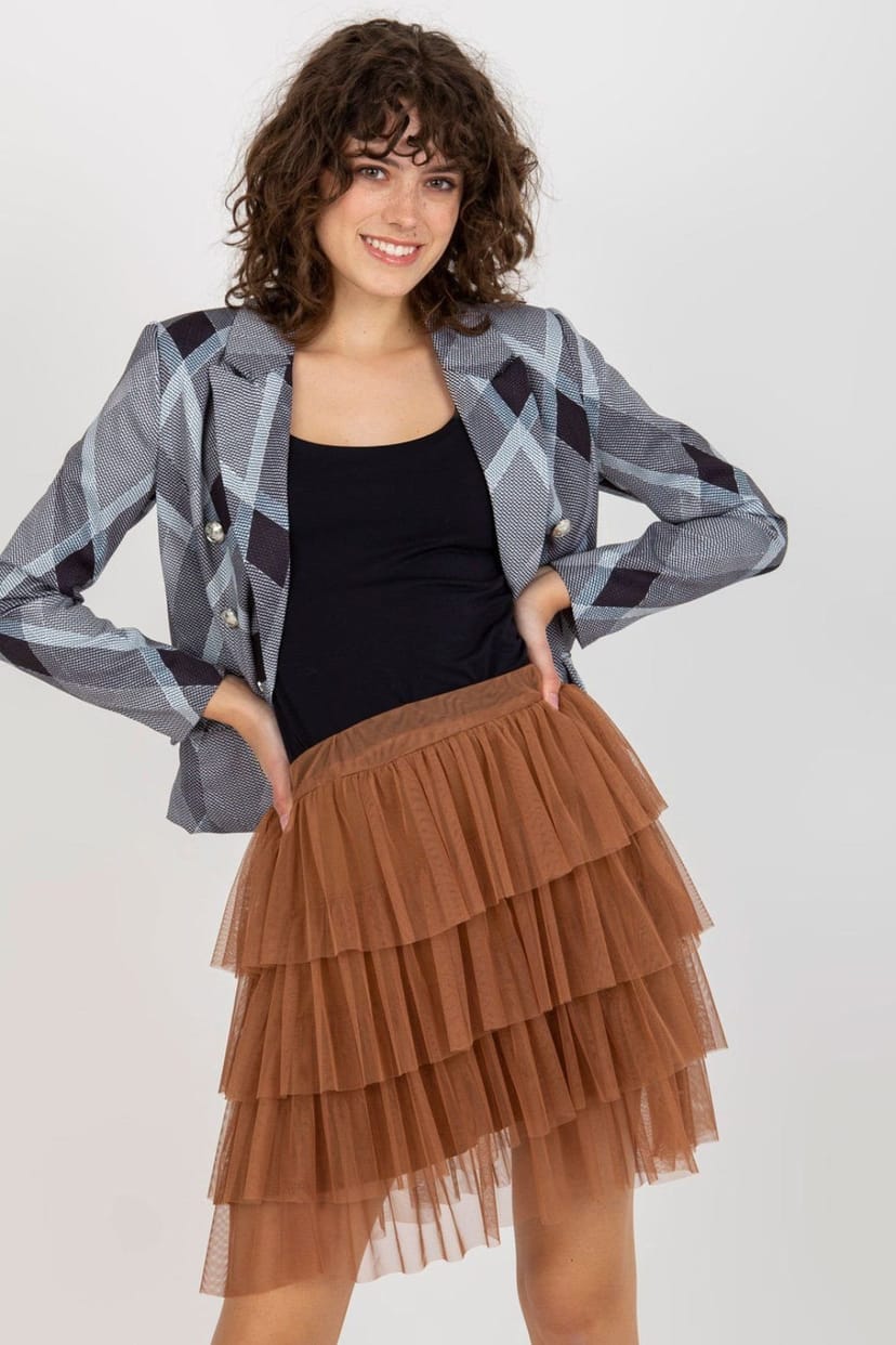 Love Lace Love Lace Women's Ruffle Tulle Mini Skirt in Brown - 1