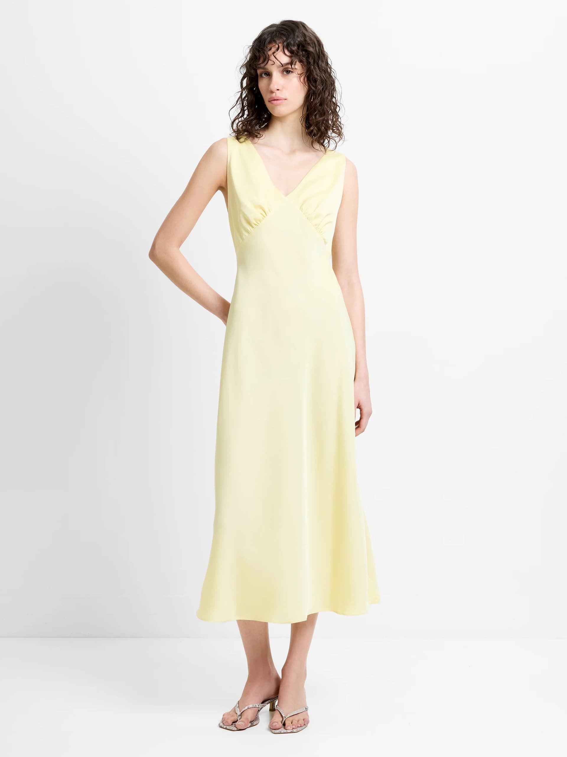 French Connection Bernice Satin Twill Slip Dress Mellow Yellow