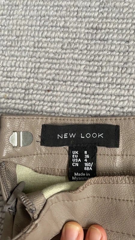 New Look Beige Faux Leather Mini Skirt